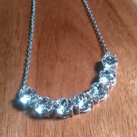 White Crystal Sterling Silver and Stainless Steel Necklace - Picture 5 of 13